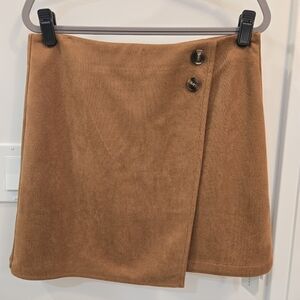 Commense Camel Buttoned Mini Skirt